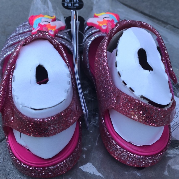 New Crocs Unicorn Charm Glitter Sandals Girls Kids - Picture 4 of 16